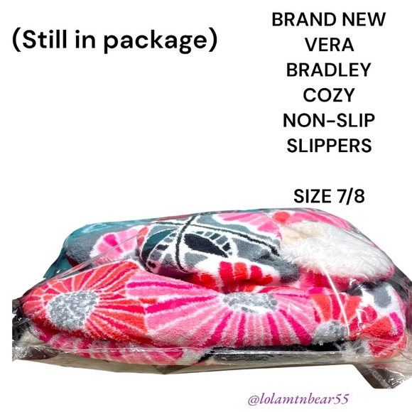 VERA BRADLEY RUBBER NON-SLIP BOTTOM COZY COLORFUL SHERPA SLIPPERS,NEW IN PACKAGE - Picture 6 of 10